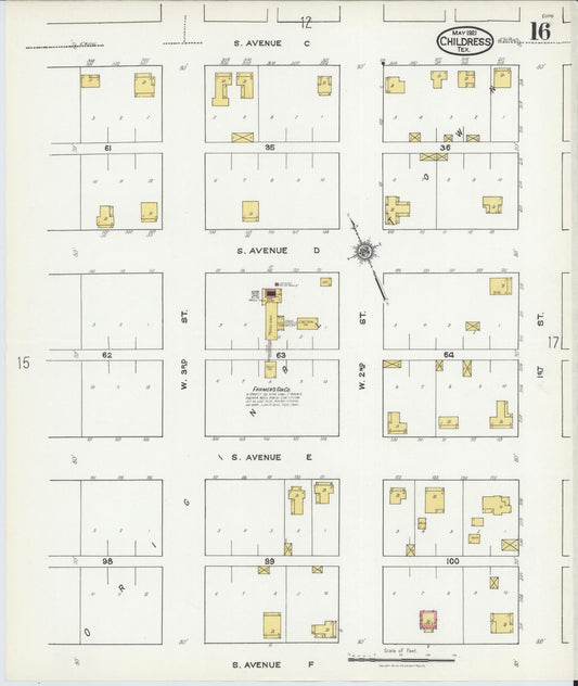 Sanborn Fire Insurance Map from Childress, Childress County, Texas (1921), Sheet #0016 - Historic Sanborn Fire Insurance Map Print, vintage old map wall art, antique decor, genealogy gift, Texas Texas map