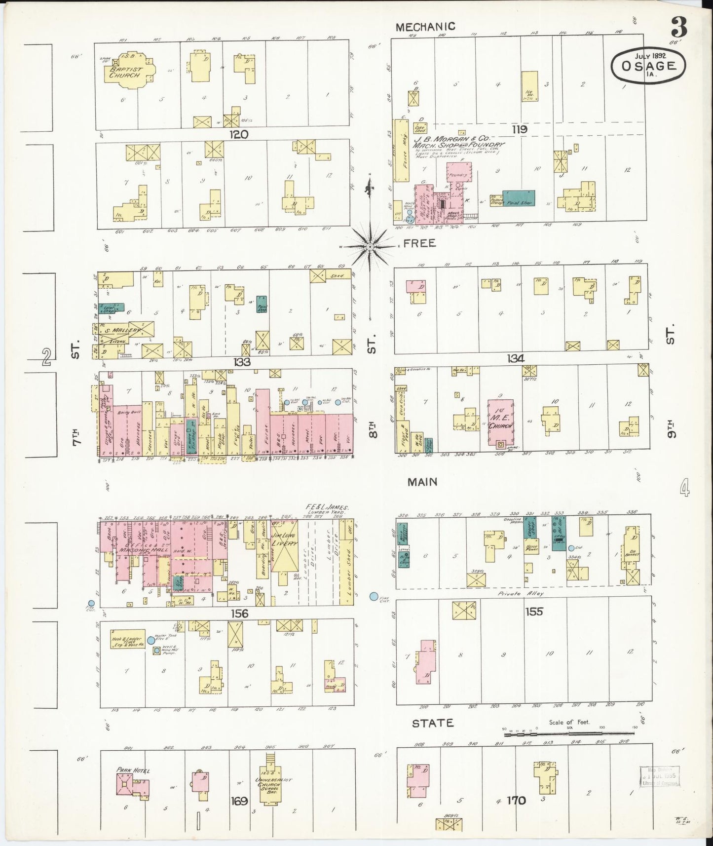 Sanborn Fire Insurance Map from Osage, Mitchell County, Iowa (1892), Sheet #0003 - Historic Sanborn Fire Insurance Map Print