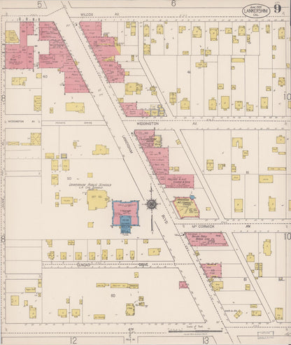 Sanborn Fire Insurance Map from Lankershim, Los Angeles County, California (1922), Sheet #0009 - Historic Sanborn Fire Insurance Map Print, vintage old map wall art, antique decor, genealogy gift, California California map
