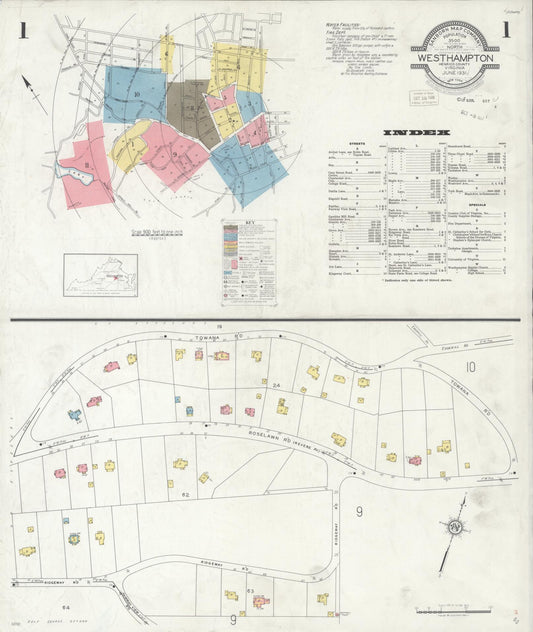 Sanborn Fire Insurance Map from Westhampton, Henrico County, Virginia (1931), Sheet #0001 - Complete Map Set gallery image, historic Sanborn map, vintage wall art, Virginia Virginia