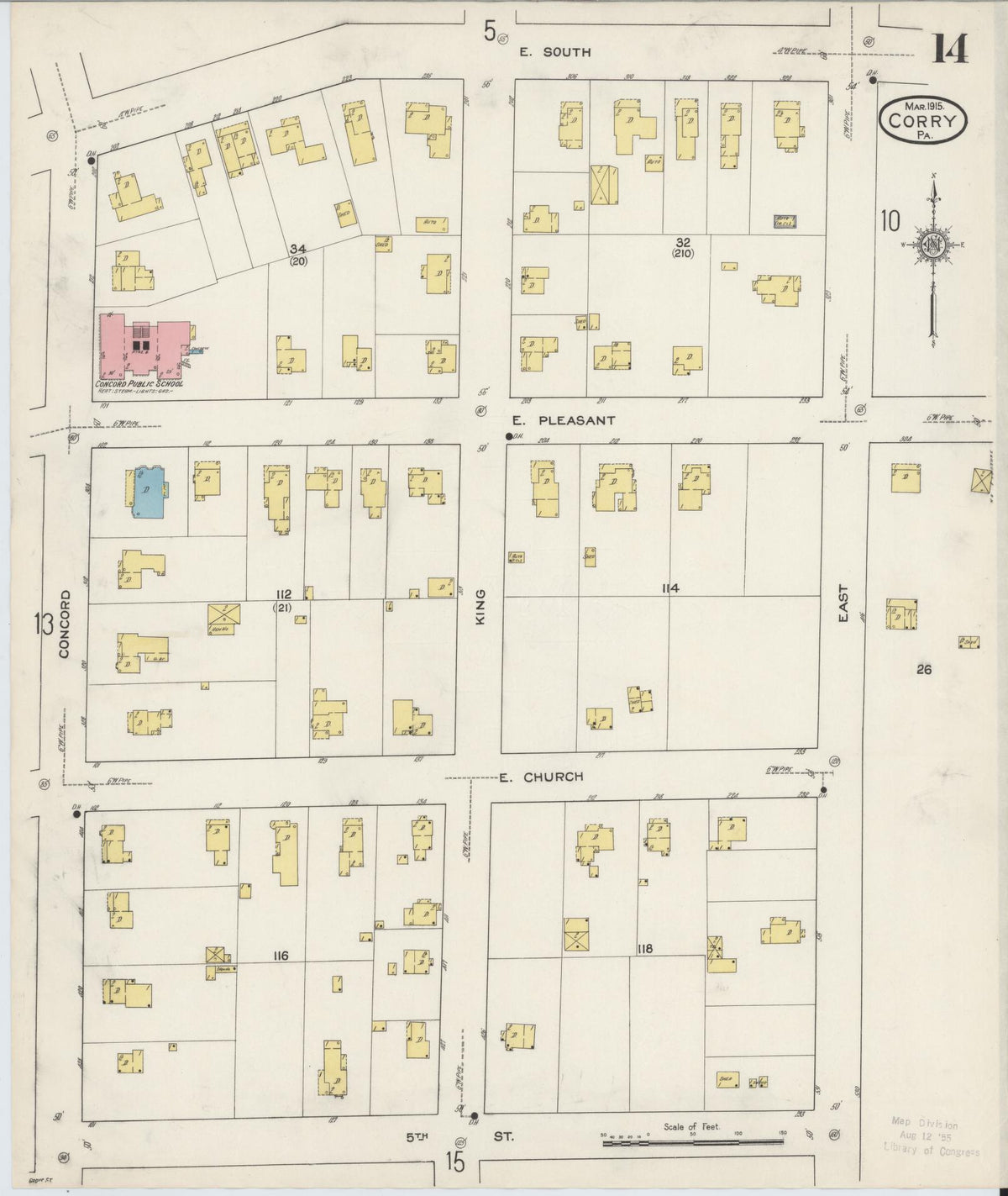 Sanborn Fire Insurance Map from Corry, Erie County, Pennsylvania (1915), Sheet #0014 - Complete Map Set gallery image, historic Sanborn map, vintage wall art, Pennsylvania Pennsylvania