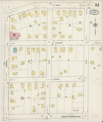 Sanborn Fire Insurance Map from Corry, Erie County, Pennsylvania (1915), Sheet #0014 - Complete Map Set gallery image, historic Sanborn map, vintage wall art, Pennsylvania Pennsylvania