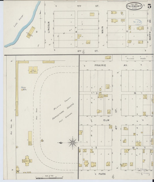 Sanborn Fire Insurance Map from Fairmont, Martin County, Minnesota (1894), Sheet #0005 - Historic Sanborn Fire Insurance Map Print, vintage old map wall art, antique decor, genealogy gift, Minnesota Minnesota map