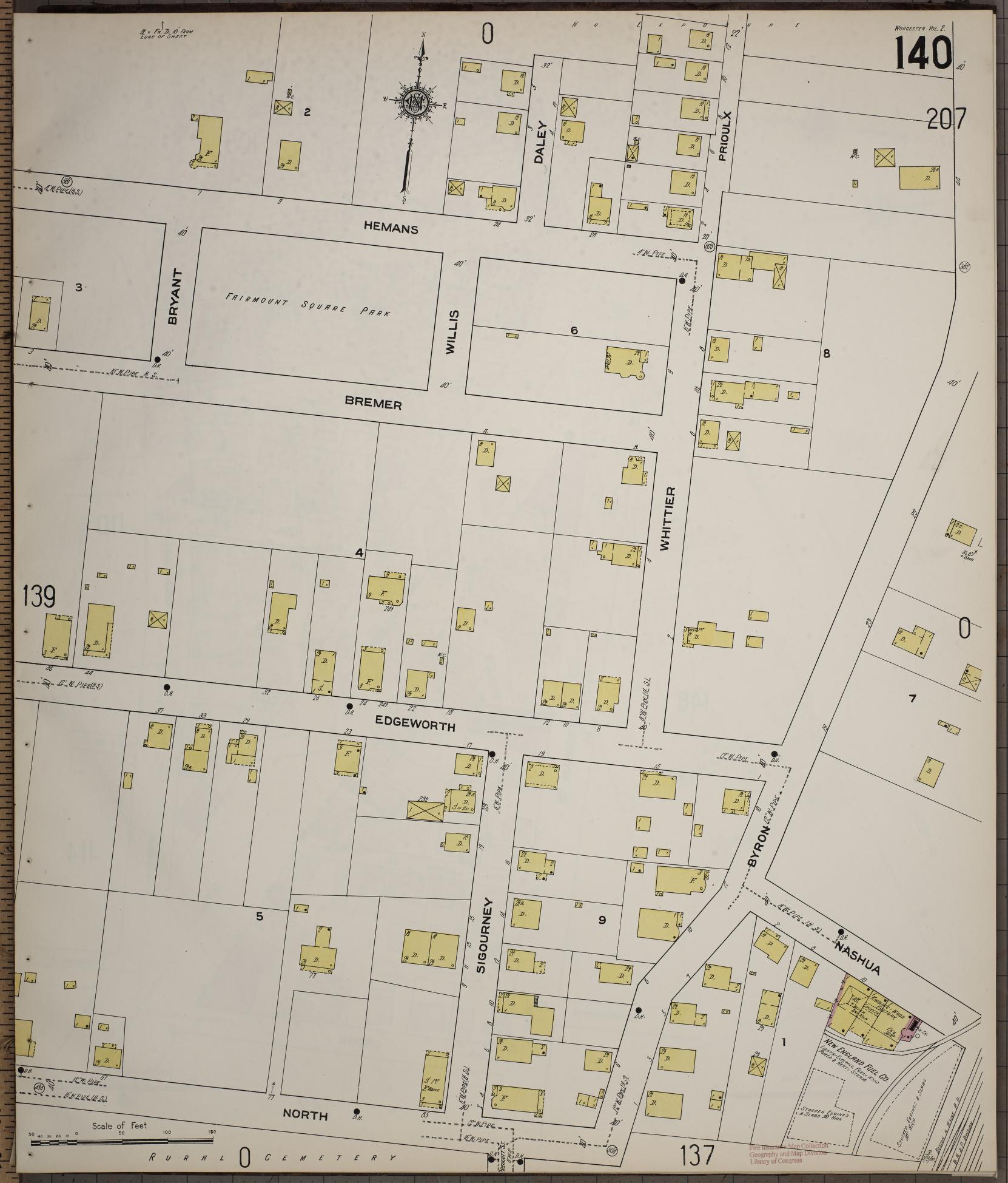 Sanborn Fire Insurance Map from Worcester, Worcester County, Massachusetts (1910), Sheet #0140 - Complete Map Set gallery image, historic Sanborn map, vintage wall art, Massachusetts Massachusetts