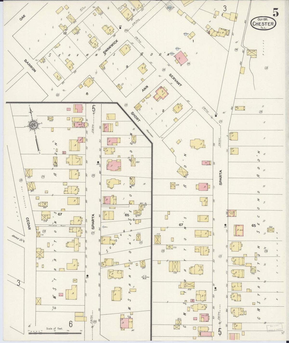 Sanborn Fire Insurance Map from Chester, Randolph County, Illinois (1911), Sheet #0005 - Complete Map Set gallery image, historic Sanborn map, vintage wall art, Illinois Illinois