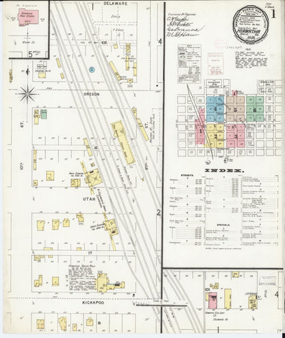 Sanborn Fire Insurance Map from Hiawatha, Brown County, Kansas (1896), Sheet #0001 - Complete Map Set gallery image, historic Sanborn map, vintage wall art, Kansas Kansas