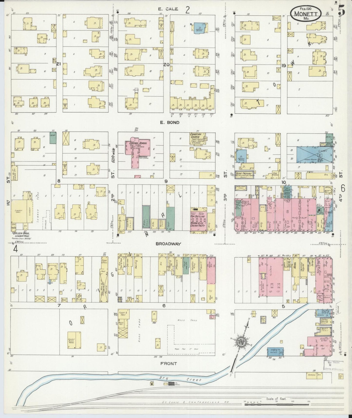 Sanborn Fire Insurance Map from Monett, Barry County, Missouri (1910), Sheet #0005 - Complete Map Set gallery image, historic Sanborn map, vintage wall art, Missouri Missouri