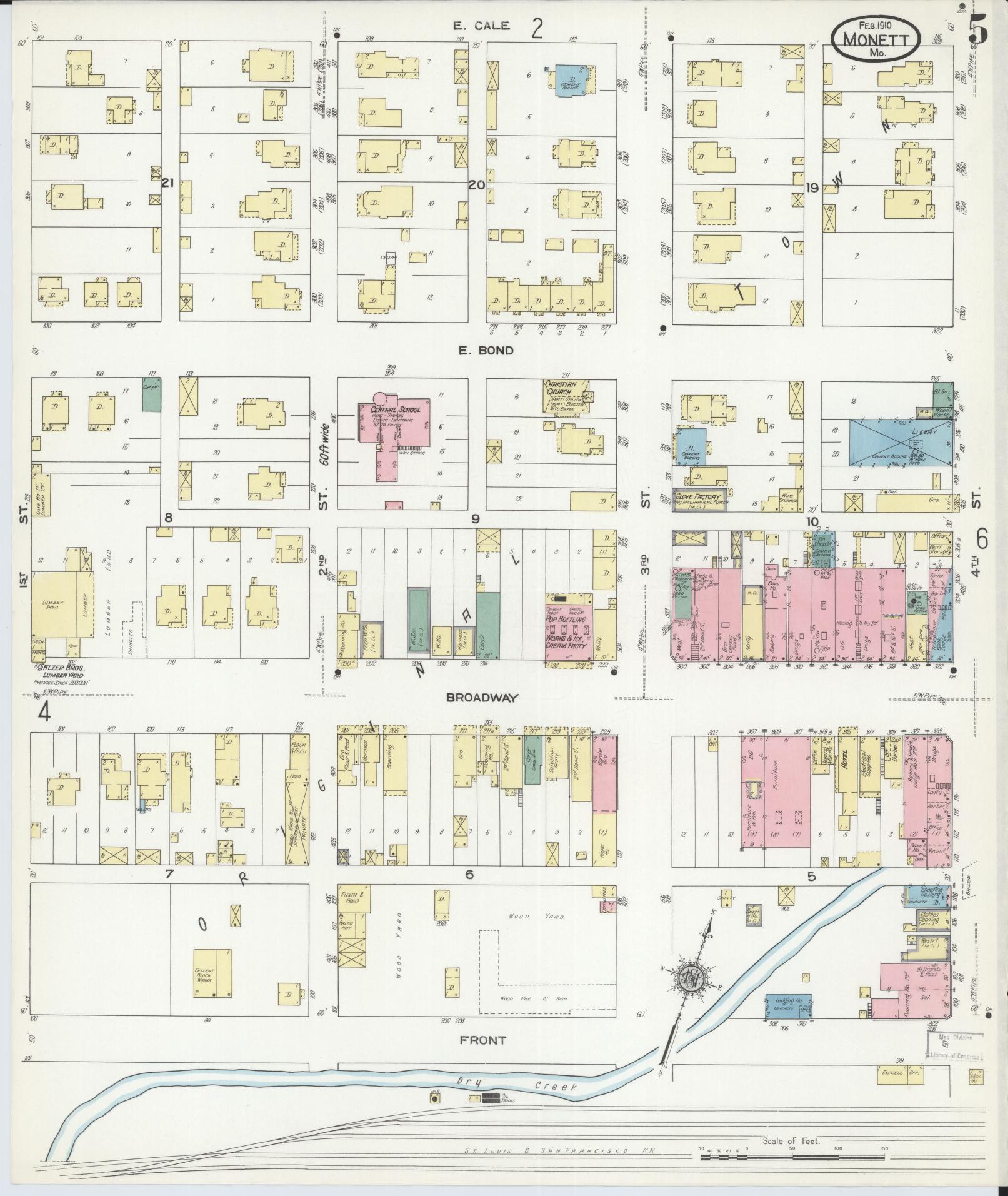 Sanborn Fire Insurance Map from Monett, Barry County, Missouri (1910), Sheet #0005 - Complete Map Set gallery image, historic Sanborn map, vintage wall art, Missouri Missouri