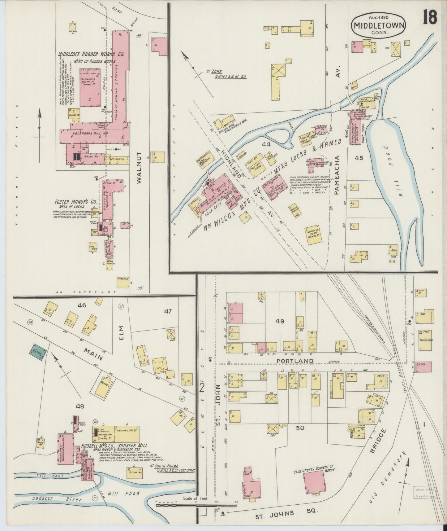 Sanborn Fire Insurance Map from Middletown, Middlesex County, Connecticut (1895), Sheet #0018 - Complete Map Set gallery image, historic Sanborn map, vintage wall art, Connecticut Connecticut