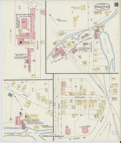 Sanborn Fire Insurance Map from Middletown, Middlesex County, Connecticut (1895), Sheet #0018 - Complete Map Set gallery image, historic Sanborn map, vintage wall art, Connecticut Connecticut