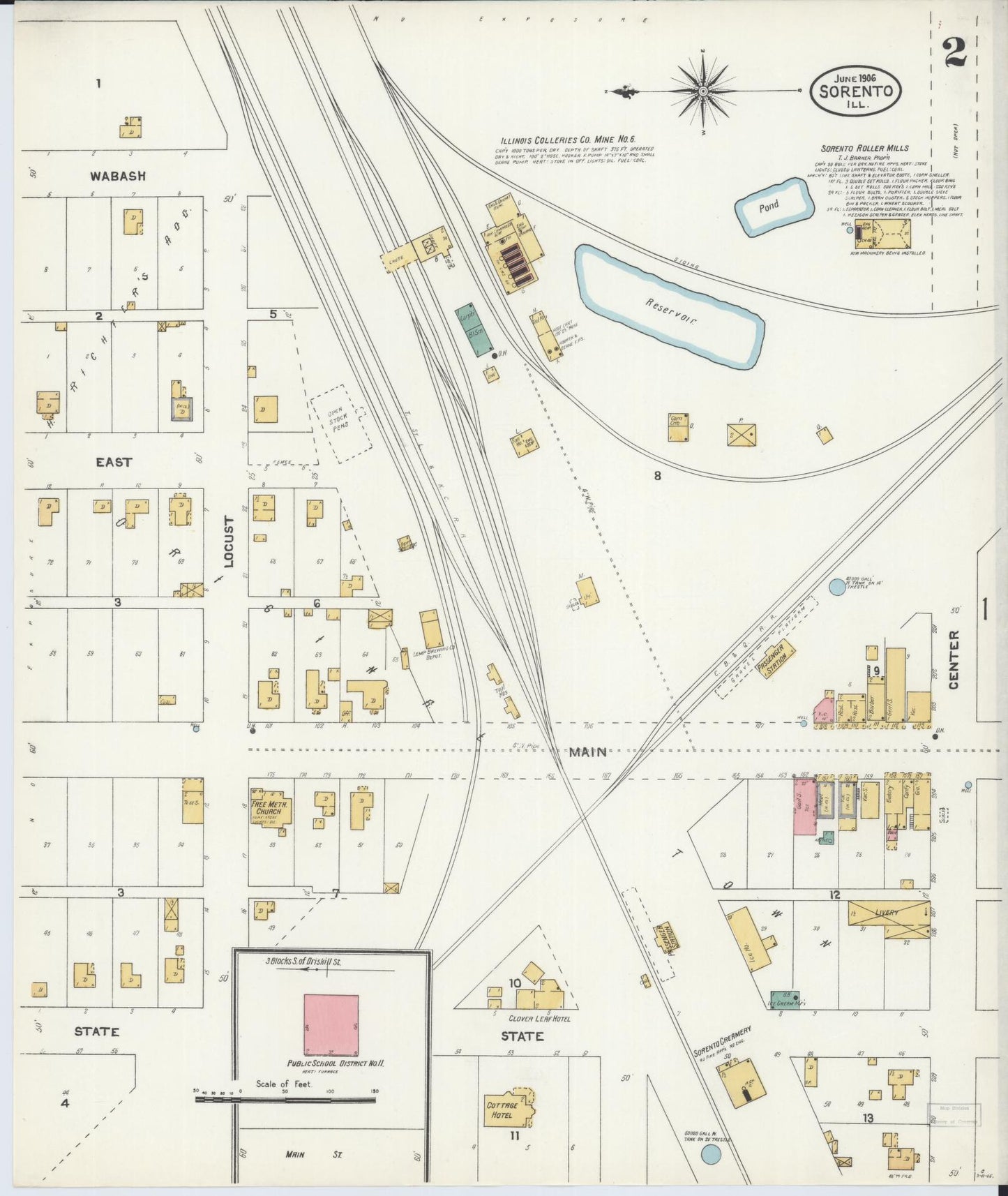 Sanborn Fire Insurance Map from Sorento, Bond County, Illinois (1906), Sheet #0002 - Historic Sanborn Fire Insurance Map Print, vintage old map wall art, antique decor, genealogy gift, Illinois Illinois map