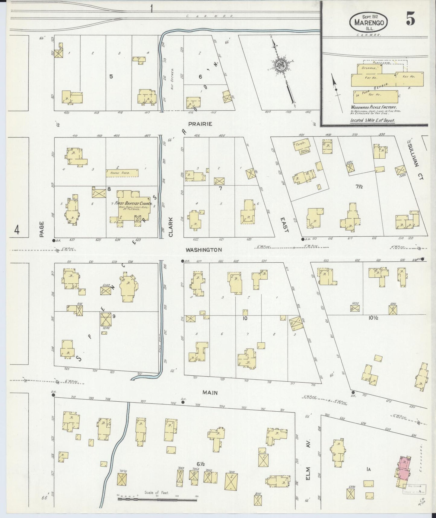 Sanborn Fire Insurance Map from Marengo, McHenry County, Illinois (1912), Sheet #0005 - Complete Map Set gallery image, historic Sanborn map, vintage wall art, Illinois Illinois
