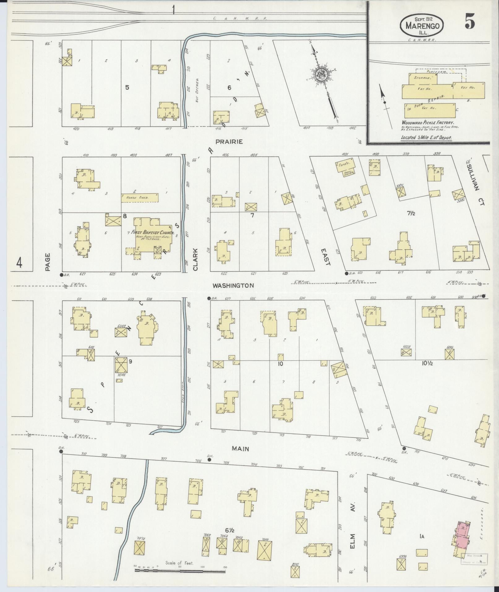 Sanborn Fire Insurance Map from Marengo, McHenry County, Illinois (1912), Sheet #0005 - Complete Map Set gallery image, historic Sanborn map, vintage wall art, Illinois Illinois