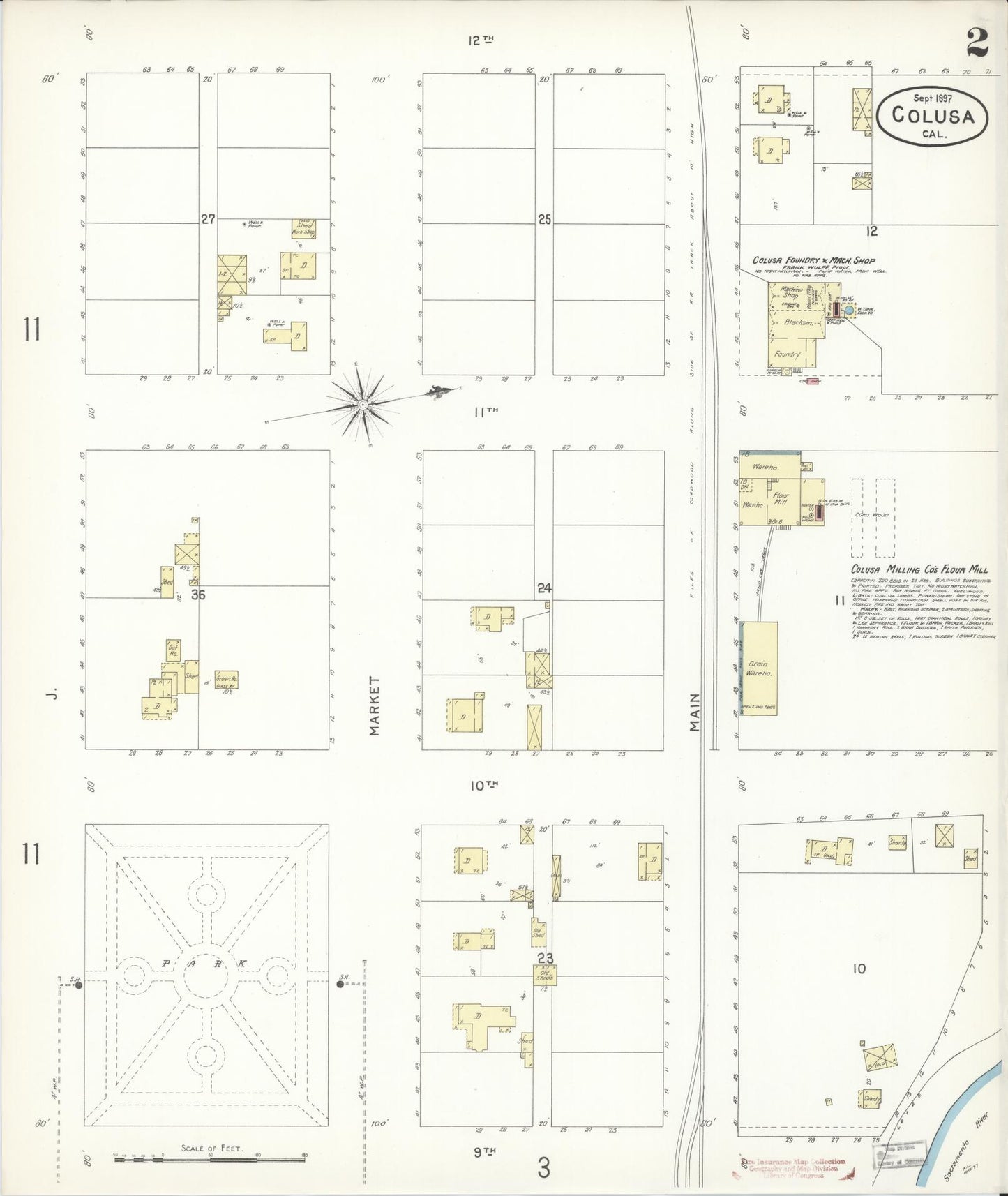 Sanborn Fire Insurance Map from Colusa, Colusa County, California (1897), Sheet #0002 - Complete Map Set gallery image, historic Sanborn map, vintage wall art, California California