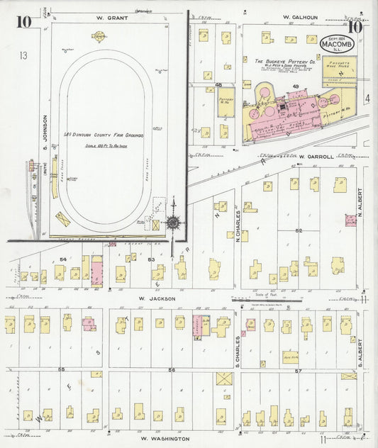 Sanborn Fire Insurance Map from Macomb, Mcdonough County, Illinois (1924), Sheet #0010 - Historic Sanborn Fire Insurance Map Print, vintage old map wall art, antique decor, genealogy gift, Illinois Illinois map