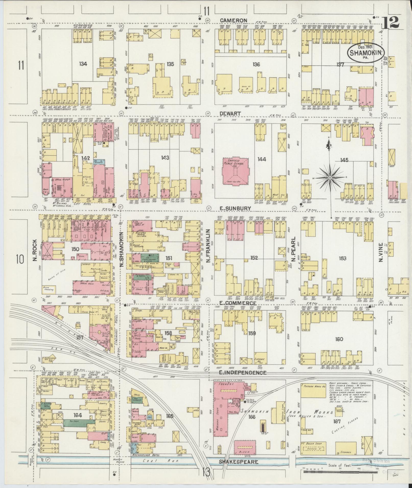 Sanborn Fire Insurance Map from Shamokin, Northumberland County, Pennsylvania (1901), Sheet #0012 - Complete Map Set gallery image, historic Sanborn map, vintage wall art, Pennsylvania Pennsylvania