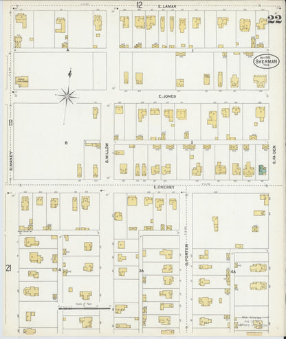 Sanborn Fire Insurance Map from Sherman, Grayson County, Texas (1902), Sheet #0022 - Complete Map Set gallery image, historic Sanborn map, vintage wall art, Texas Texas