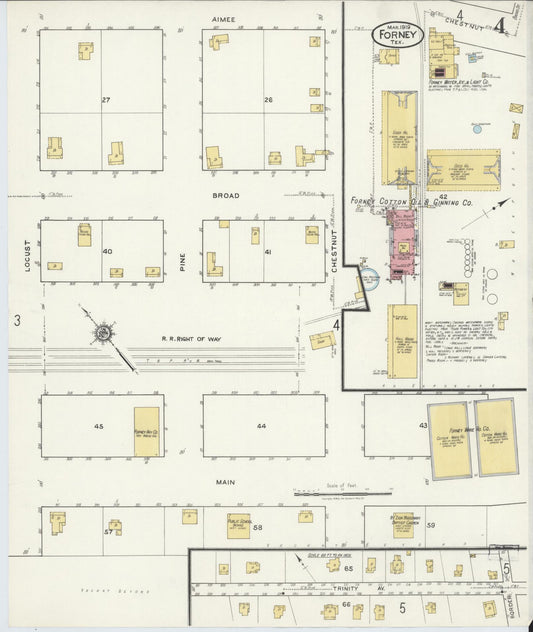 Sanborn Fire Insurance Map from Forney, Kaufman County, Texas (1919), Sheet #0004 - Historic Sanborn Fire Insurance Map Print, vintage old map wall art, antique decor, genealogy gift, Texas Texas map