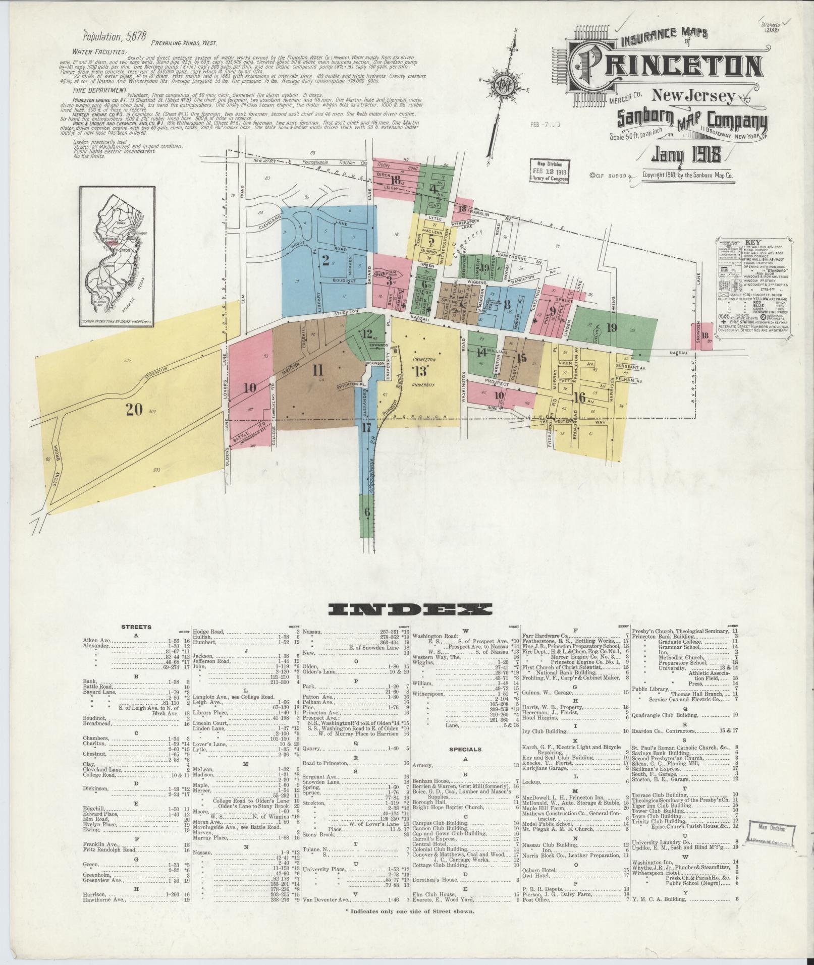 Sanborn Fire Insurance Map from Princeton, Mercer County, New Jersey. (1918) – Historic Sanborn Fire Insurance Map Print