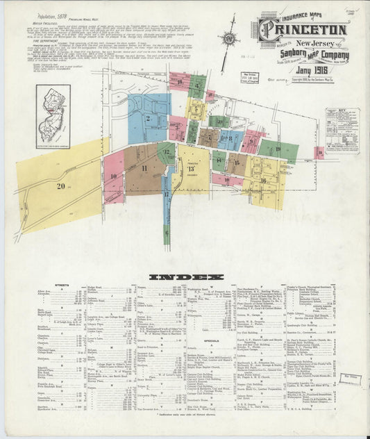 Sanborn Fire Insurance Map from Princeton, Mercer County, New Jersey. (1918) – Historic Sanborn Fire Insurance Map Print
