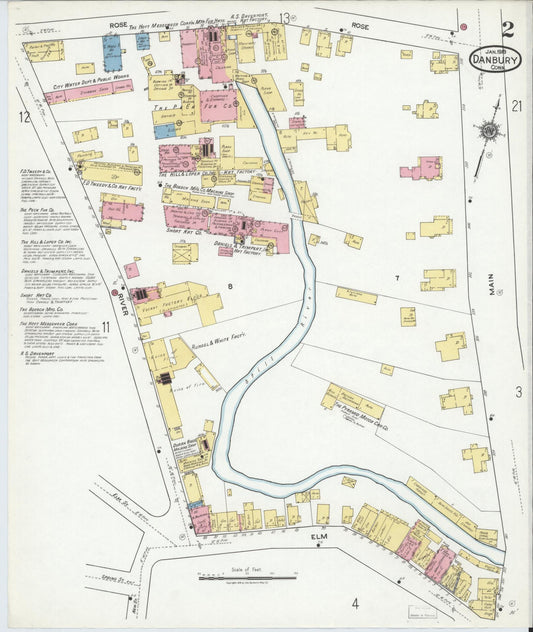 Sanborn Fire Insurance Map from Danbury, Fairfield County, Connecticut (1919), Sheet #0002 - Complete Map Set gallery image, historic Sanborn map, vintage wall art, Connecticut Connecticut