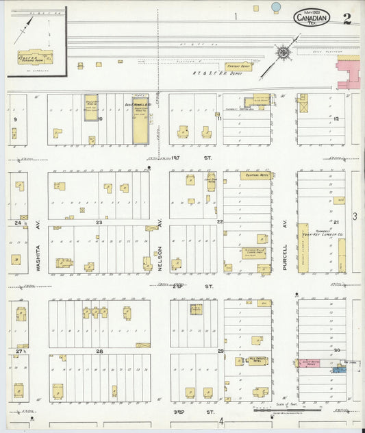 Sanborn Fire Insurance Map from Canadian, Hemphill County, Texas (1920), Sheet #0002 - Historic Sanborn Fire Insurance Map Print, vintage old map wall art, antique decor, genealogy gift, Texas Texas map