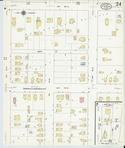 Sanborn Fire Insurance Map from Fargo, Cass County, North Dakota (1910), Sheet #0024 - Complete Map Set gallery image, historic Sanborn map, vintage wall art, North Dakota North Dakota