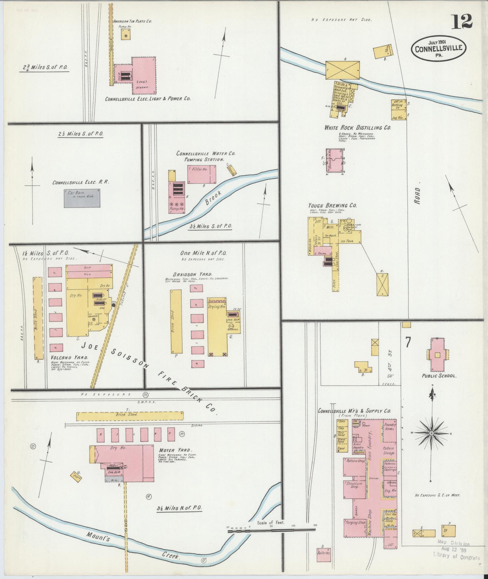 Sanborn Fire Insurance Map from Connellsville, Fayette County, Pennsylvania (1901), Sheet #0012 - Historic Sanborn Fire Insurance Map Print, vintage old map wall art, antique decor, genealogy gift, Pennsylvania Pennsylvania map