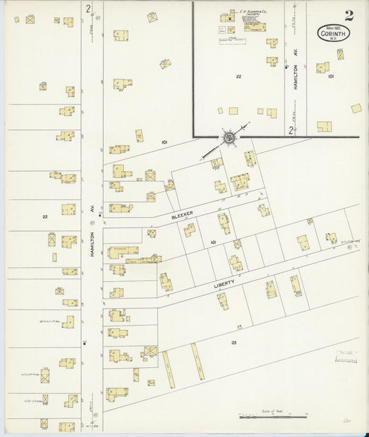 Sanborn Fire Insurance Map from Corinth, Saratoga County, New York (1912), Sheet #0002 - Historic Sanborn Fire Insurance Map Print, vintage old map wall art, antique decor, genealogy gift, New York New York map