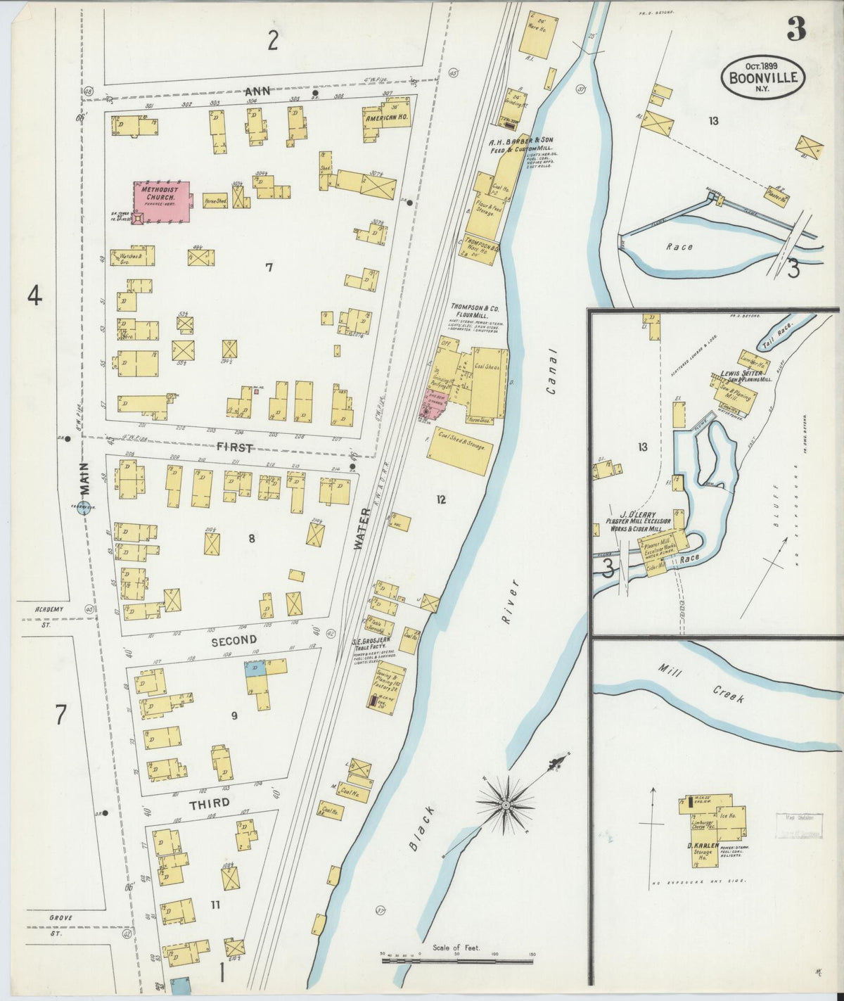 Sanborn Fire Insurance Map from Boonville, Oneida County, New York (1899), Sheet #0003 - Complete Map Set gallery image, historic Sanborn map, vintage wall art, New York New York