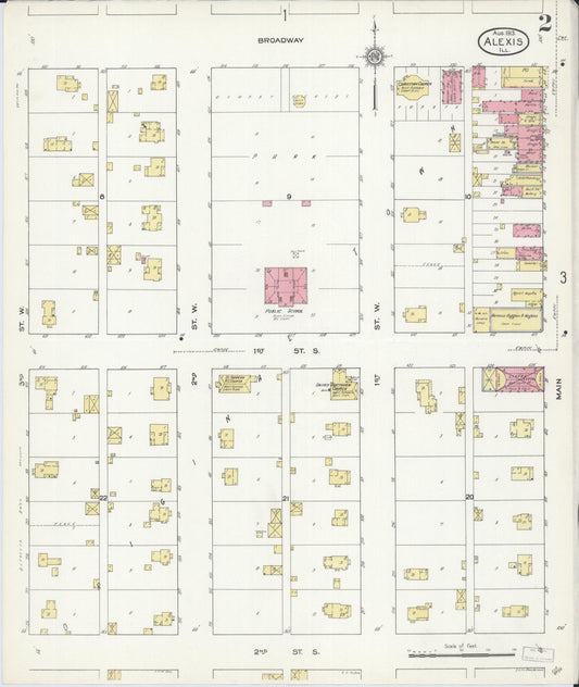 Sanborn Fire Insurance Map from Alexis, Warren County, Illinois (1913), Sheet #0002 - Historic Sanborn Fire Insurance Map Print, vintage old map wall art, antique decor, genealogy gift, Illinois Illinois map