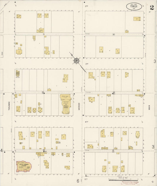 Sanborn Fire Insurance Map from Fowler, Fresno County, California (1914), Sheet #0002 - Historic Sanborn Fire Insurance Map Print, vintage old map wall art, antique decor, genealogy gift, California California map