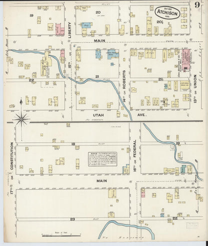 Sanborn Fire Insurance Map from Atchison, Atchison County, Kansas (1883), Sheet #0009 - Complete Map Set gallery image, historic Sanborn map, vintage wall art, Kansas Kansas