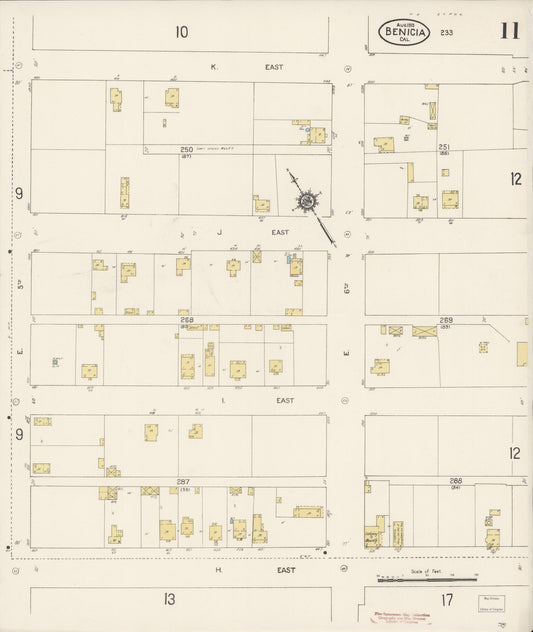 Sanborn Fire Insurance Map from Benicia, Solano County, California (1913), Sheet #0011 - Historic Sanborn Fire Insurance Map Print, vintage old map wall art, antique decor, genealogy gift, California California map