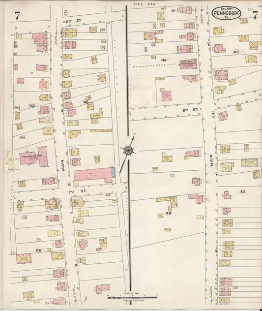 Sanborn Fire Insurance Map from Pennsburg, Montgomery County, Pennsylvania (1933), Sheet #0007 - Historic Sanborn Fire Insurance Map Print, vintage old map wall art, antique decor, genealogy gift, Pennsylvania Pennsylvania map