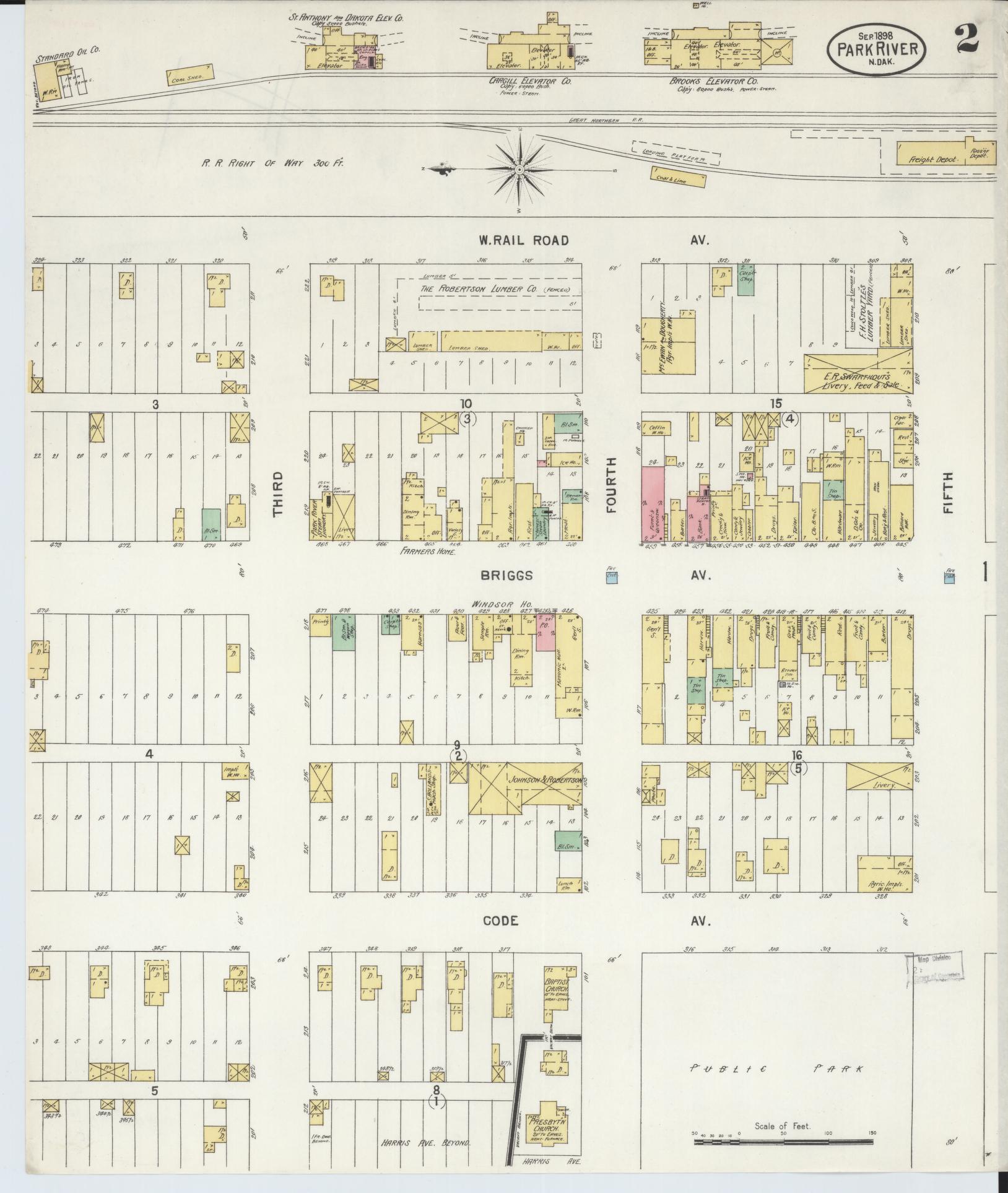 Sanborn Fire Insurance Map from Park River, Walsh County, North Dakota (1898), Sheet #0003 - Historic Sanborn Fire Insurance Map Print, vintage old map wall art, antique decor, genealogy gift, North Dakota North Dakota map