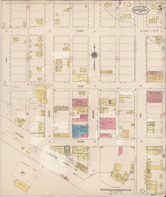 Sanborn Fire Insurance Map from Estacada, Clackamas County, Oregon (1931), Sheet #0005 - Historic Sanborn Fire Insurance Map Print, vintage old map wall art, antique decor, genealogy gift, Oregon Oregon map