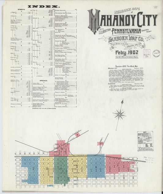 Sanborn Fire Insurance Map from Mahanoy City, Schuylkill County, Pennsylvania (1902), Sheet #0001 - Complete Map Set gallery image, historic Sanborn map, vintage wall art, Pennsylvania Pennsylvania