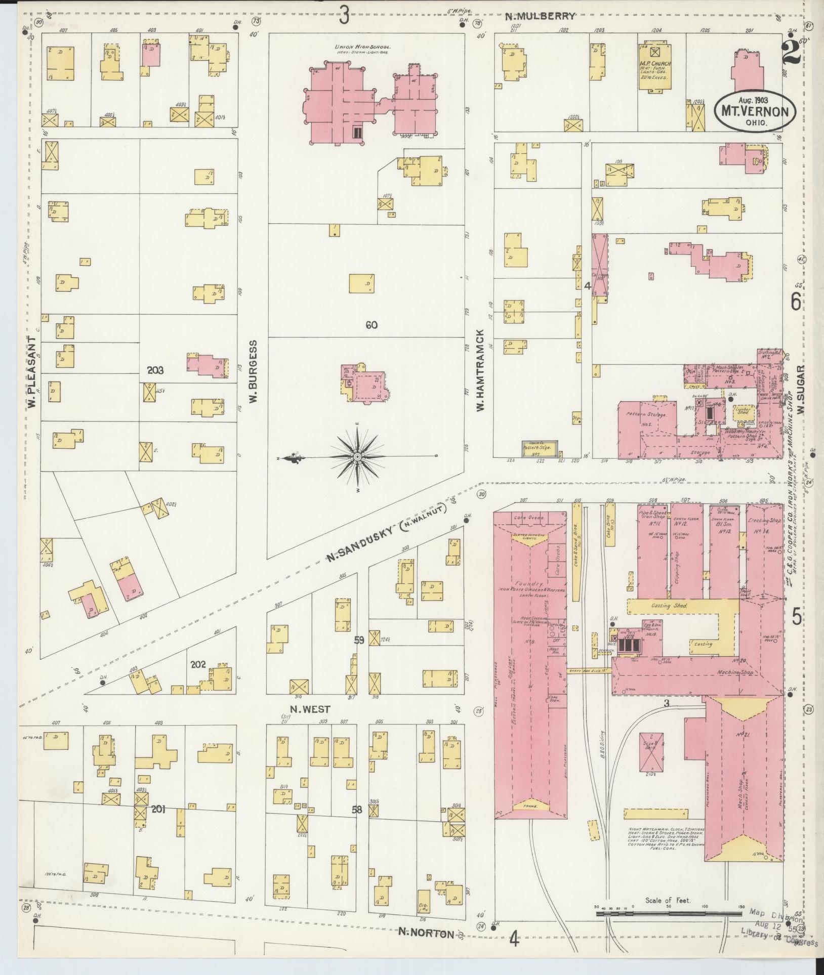 Sanborn Fire Insurance Map from Mount Vernon, Knox County, Ohio (1903), Sheet #0002 - Complete Map Set gallery image, historic Sanborn map, vintage wall art, Ohio Ohio