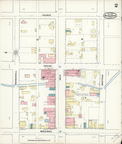 Sanborn Fire Insurance Map from Bozeman, Gallatin County, Montana (1891), Sheet #0002 - Complete Map Set gallery image, historic Sanborn map, vintage wall art, Montana Montana