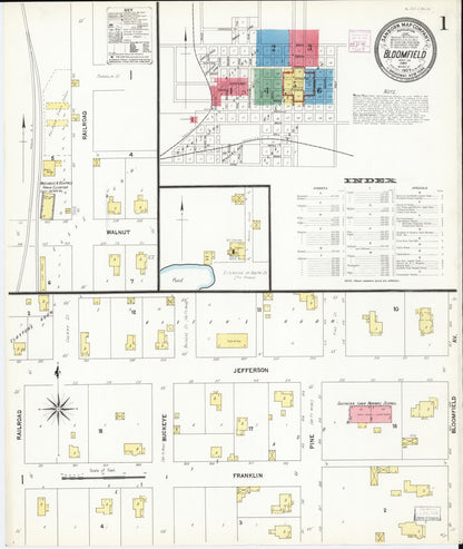 Sanborn Fire Insurance Map from Bloomfield, Davis County, Iowa (1907), Sheet #0001 - Historic Sanborn Fire Insurance Map Print