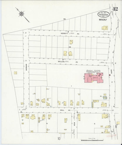 Sanborn Fire Insurance Map from Tuckahoe, Westchester County, New York (1911), Sheet #0012 - Historic Sanborn Fire Insurance Map Print, vintage old map wall art, antique decor, genealogy gift, New York New York map