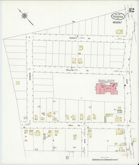 Sanborn Fire Insurance Map from Tuckahoe, Westchester County, New York (1911), Sheet #0012 - Historic Sanborn Fire Insurance Map Print, vintage old map wall art, antique decor, genealogy gift, New York New York map