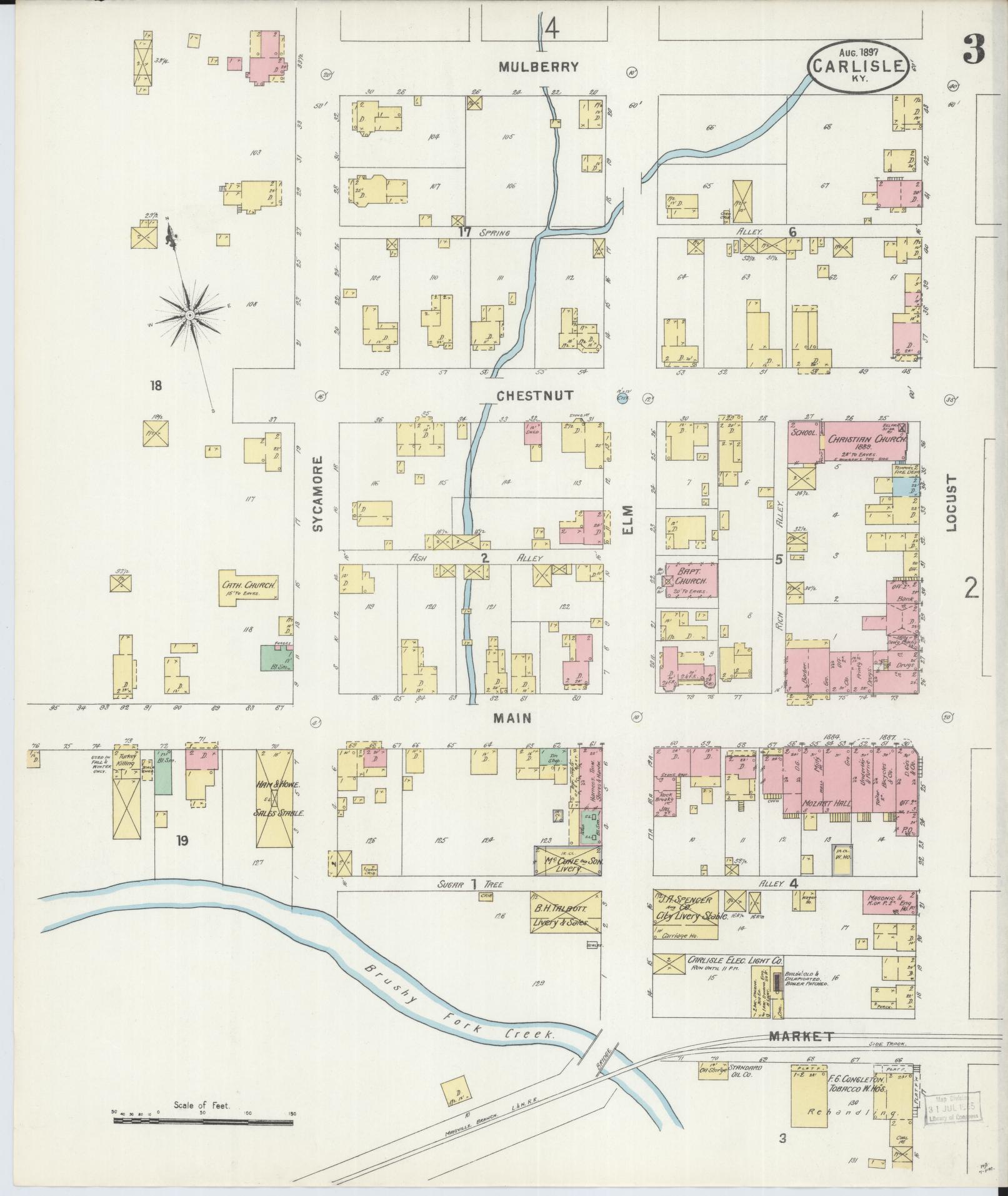 Sanborn Fire Insurance Map from Carlisle, Nicholas County, Kentucky (1897), Sheet #0003 - Complete Map Set gallery image, historic Sanborn map, vintage wall art, Kentucky Kentucky