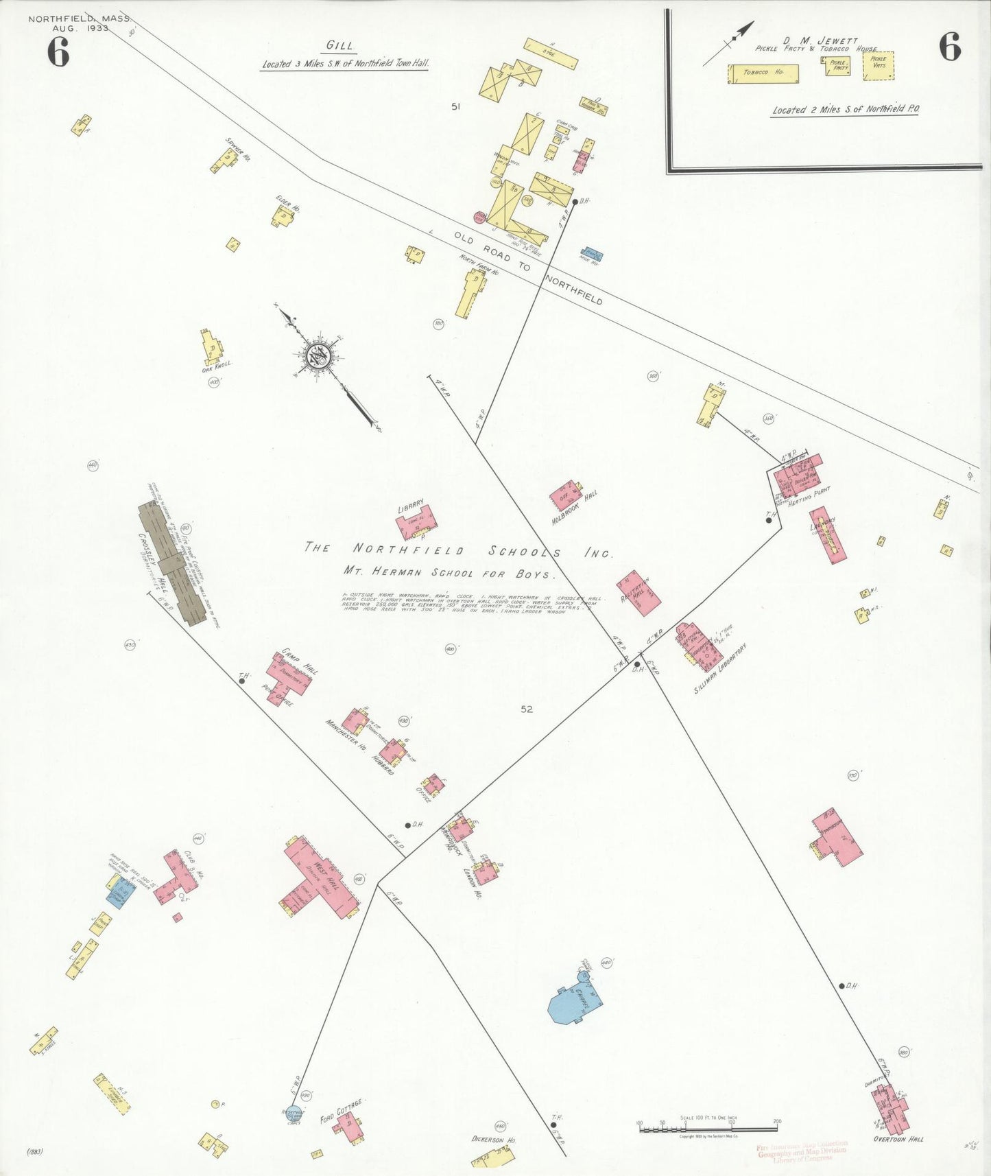 Sanborn Fire Insurance Map from Northfield, Franklin County, Massachusetts (1933), Sheet #0006 - Complete Map Set gallery image, historic Sanborn map, vintage wall art, Massachusetts Massachusetts