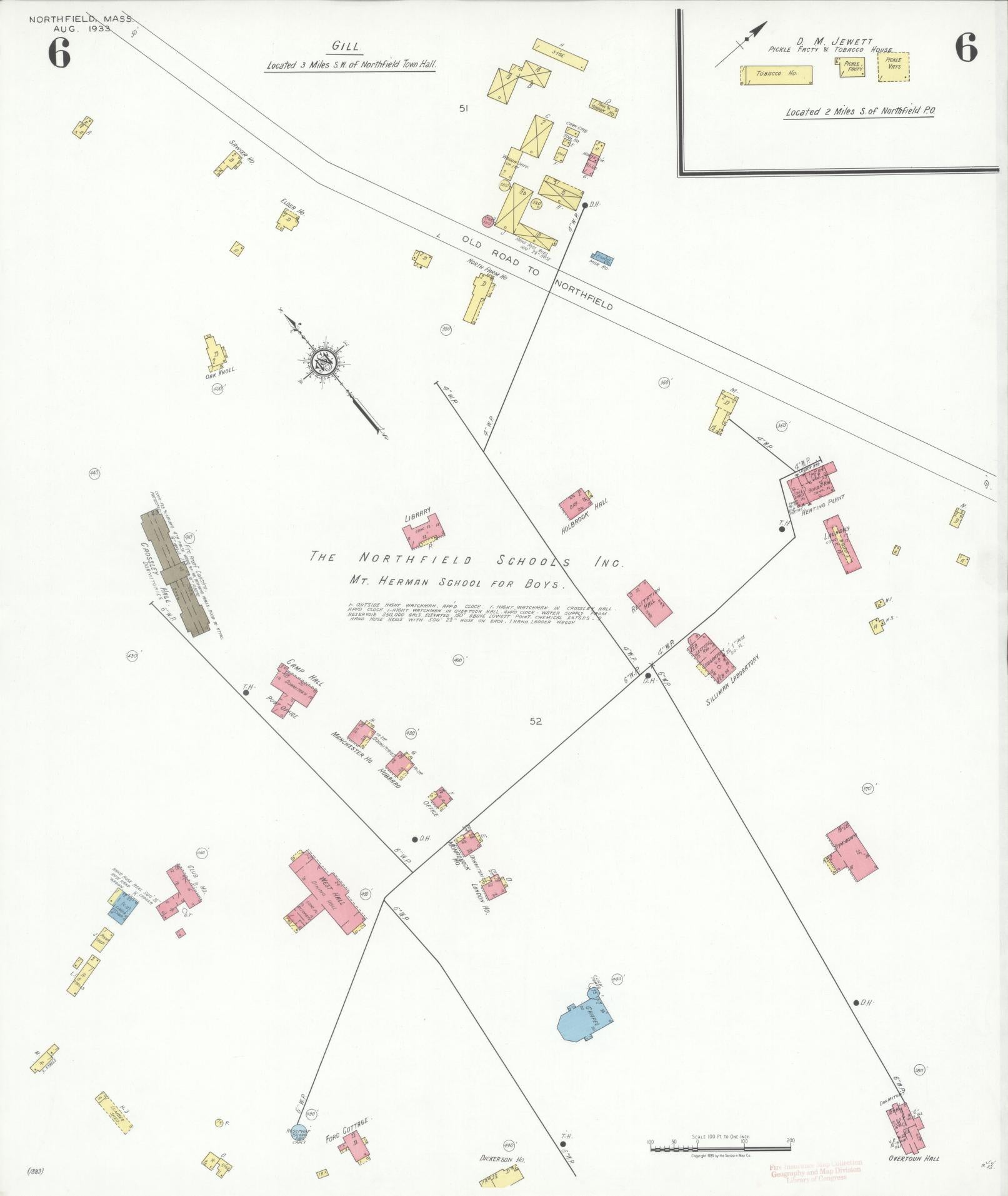 Sanborn Fire Insurance Map from Northfield, Franklin County, Massachusetts (1933), Sheet #0006 - Complete Map Set gallery image, historic Sanborn map, vintage wall art, Massachusetts Massachusetts