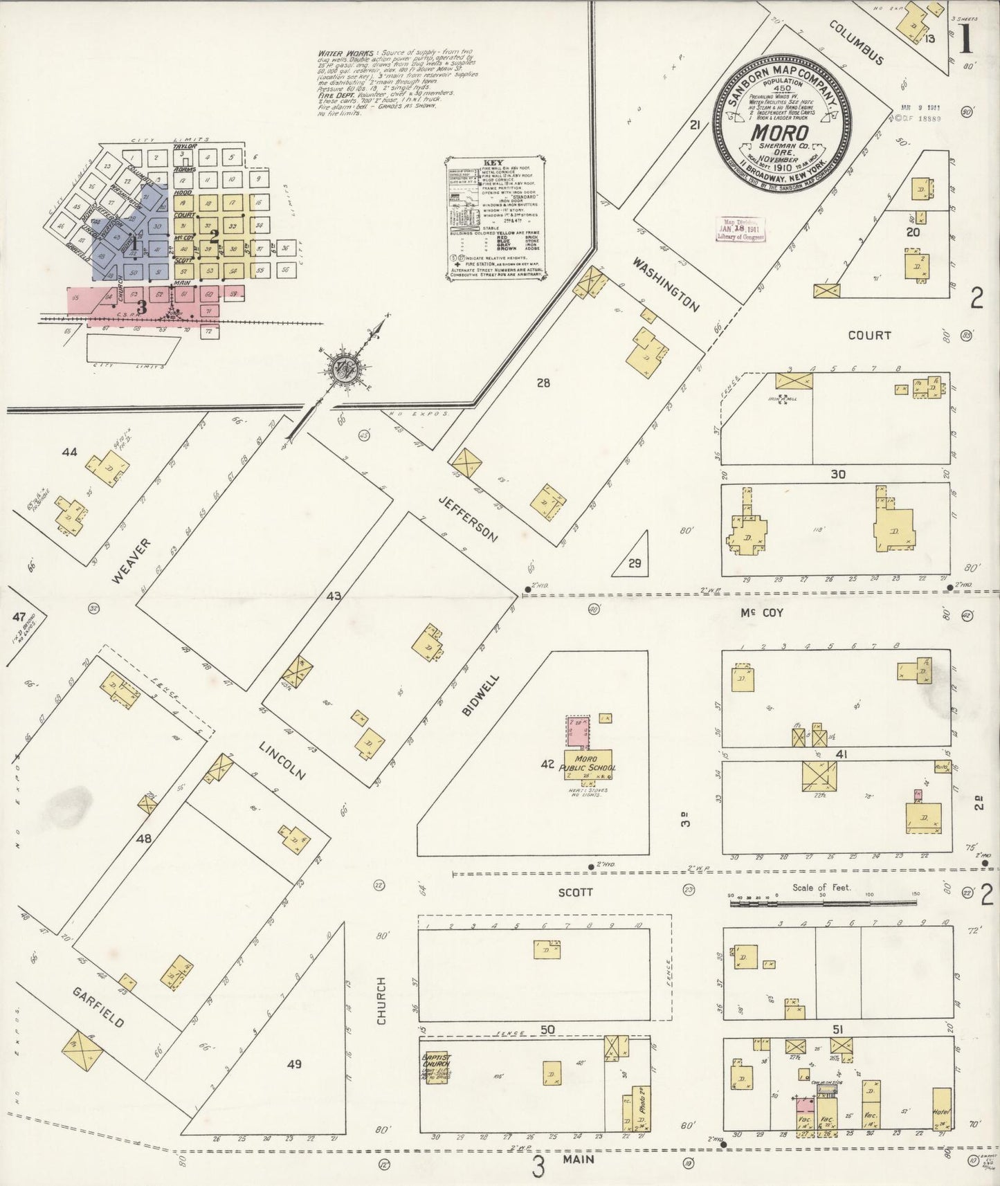 Sanborn Fire Insurance Map from Moro, Sherman County, Oregon (1910), Sheet #0001 - Complete Map Set gallery image, historic Sanborn map, vintage wall art, Oregon Oregon