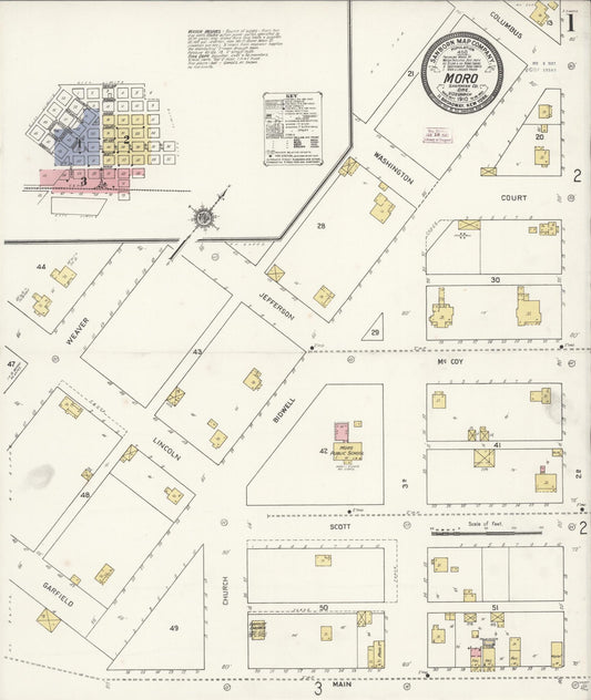Sanborn Fire Insurance Map from Moro, Sherman County, Oregon (1910), Sheet #0001 - Complete Map Set gallery image, historic Sanborn map, vintage wall art, Oregon Oregon