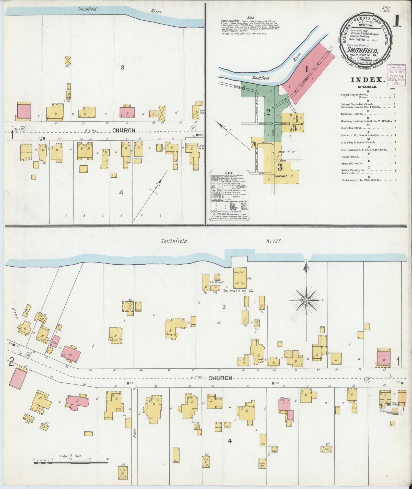 Sanborn Fire Insurance Map from Smithfield, Isle Of Wight County, Virginia. (1901) – Historic Sanborn Fire Insurance Map Print