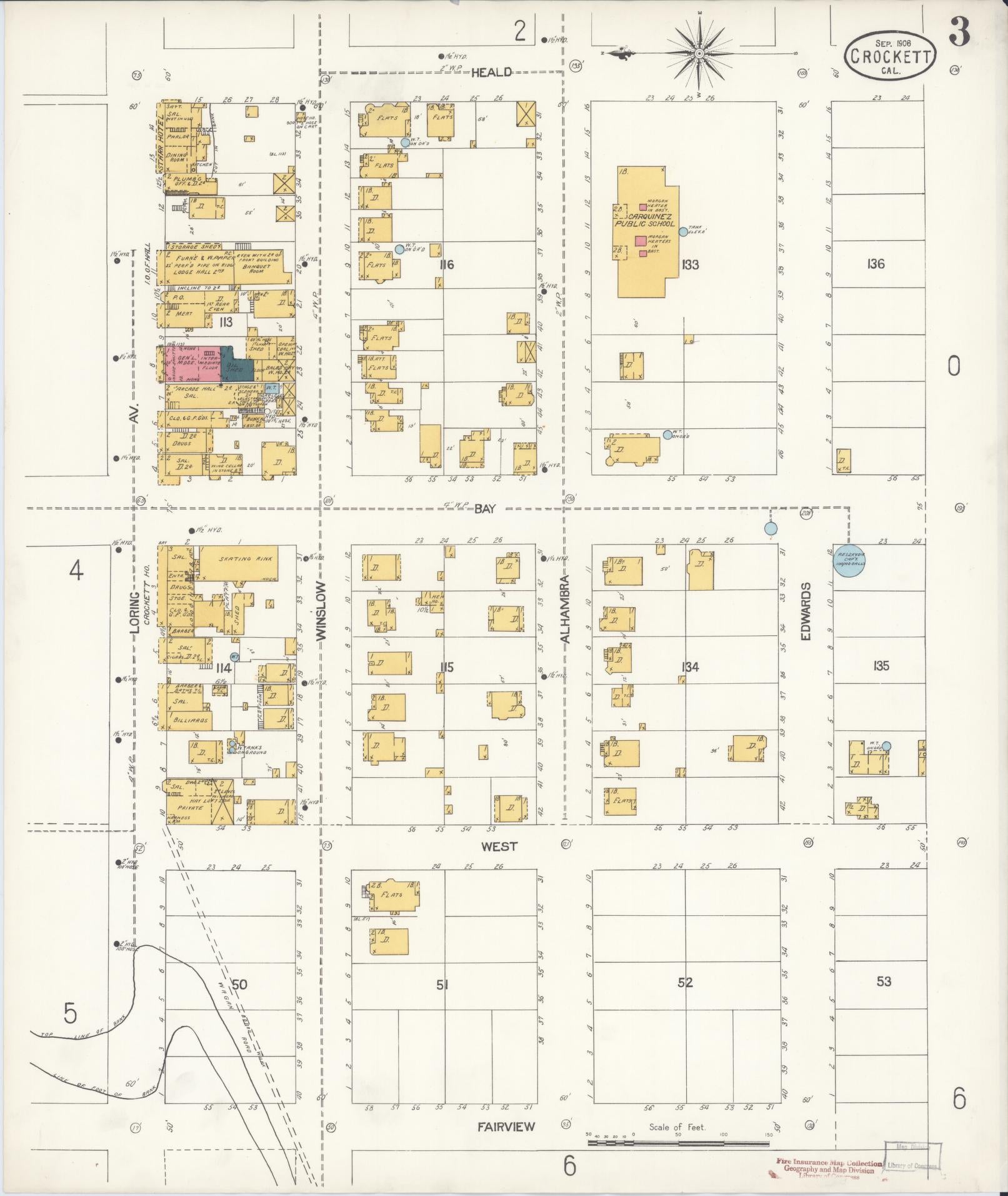 Sanborn Fire Insurance Map from Crockett, Contra Costa County, California (1906), Sheet #0003 - Complete Map Set gallery image, historic Sanborn map, vintage wall art, California California